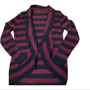 Verve ami Maroon And Black Striped Cardigan